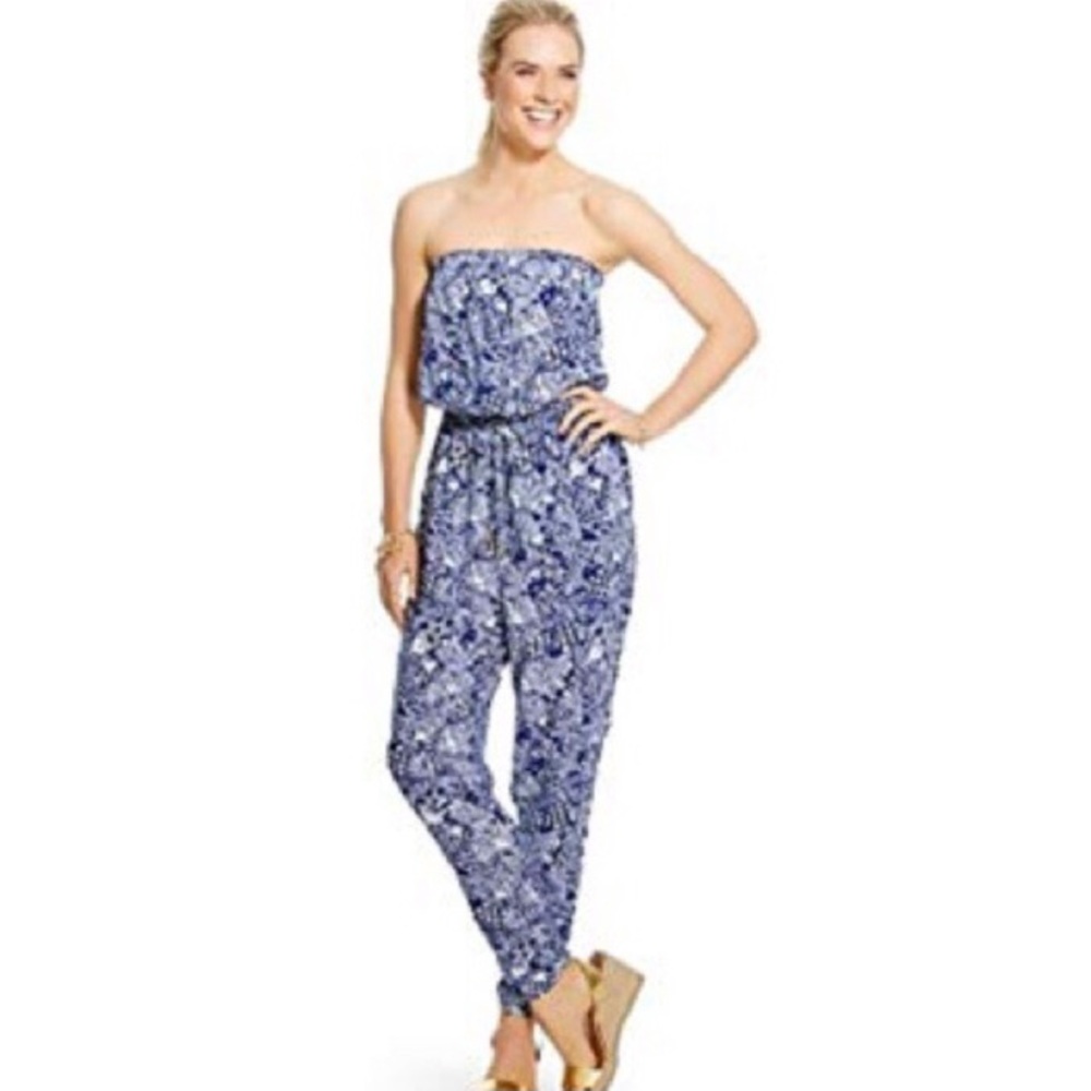 Lilly Pulitzer for Target Blue Printed Strapless Jumpsuit